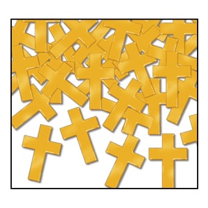 Gold Cross For Religious Celebration Metallic Table Confetti - 28G