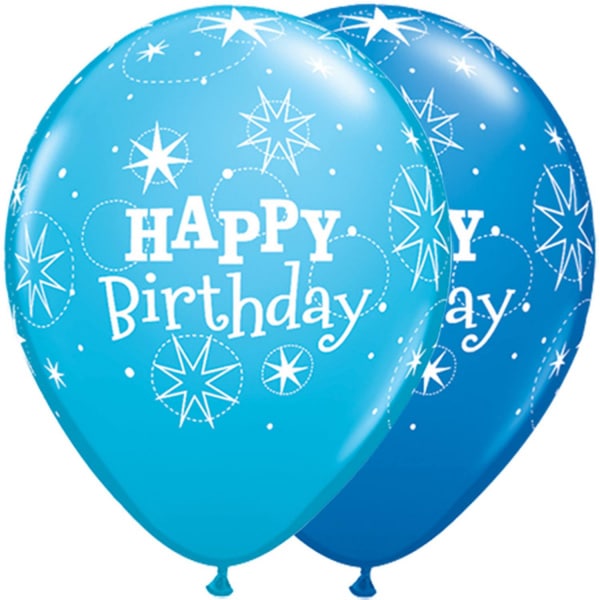 25 x Deluxe Blue Happy Birthday Party Balloons - 30cm
