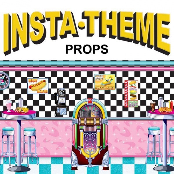 1950's Soda Shop Tables & Stools Insta-theme Cut-out Decorations - 160cm