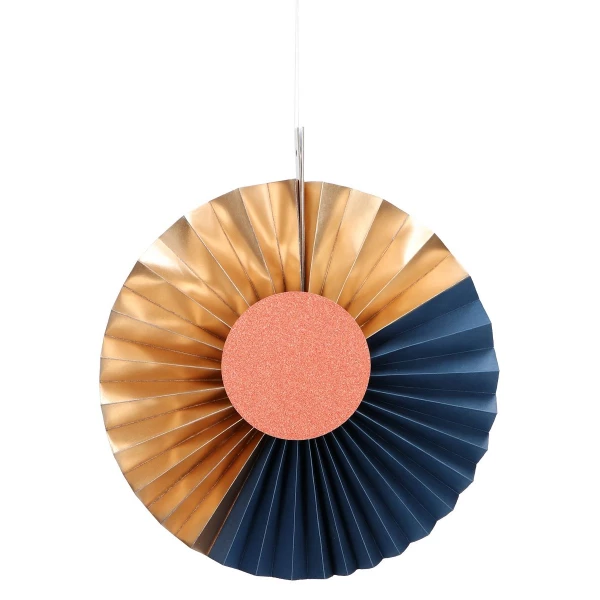 3 x Toning Honeycomb Concertina Paper Fans Elegant True Blue - 25cm-35cm