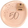 8 x Happy 50th Birthday Elegant Lush Blush Disposable Paper Plates