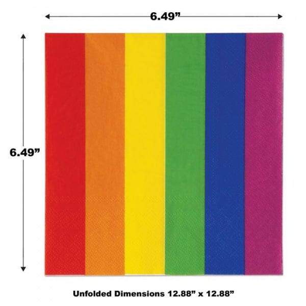 16 x Rainbow Stripes Pride Celebration Party Napkins - 33cm