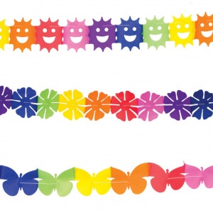 3 x XS Rainbow Coloured Paper Garlands - 2m