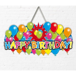 Colourful Balloons Happy Birthday 3-D Door Sign - 52cm x 27cm