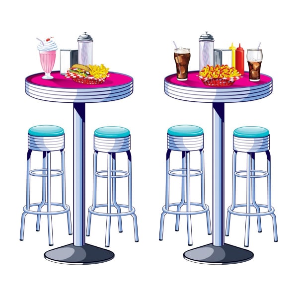 1950's Soda Shop Tables & Stools Insta-theme Cut-out Decorations - 160cm