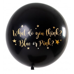 Giant Gender Reveal Black & Gold Metallic Balloon - 90cm - Boy