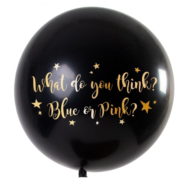 Giant Gender Reveal Black & Gold Metallic Balloon - 90cm - Boy