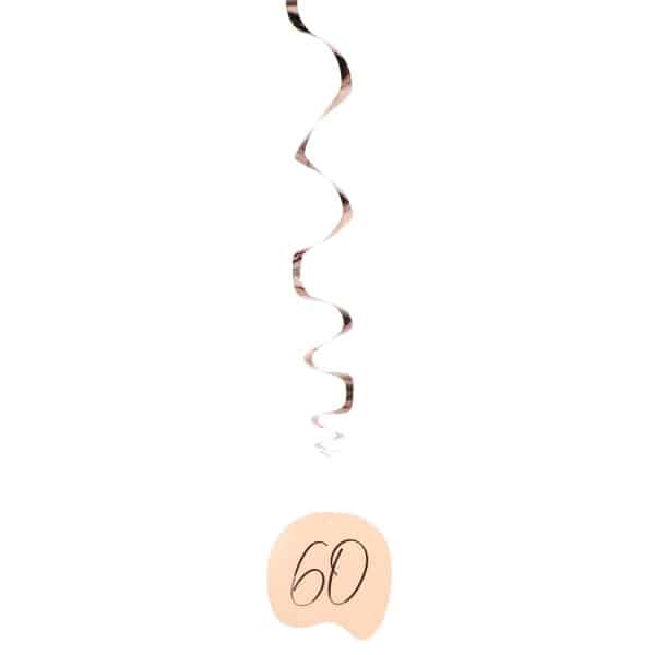 5 x Happy 60th Birthday Elegant Lush Blush Party Whirl Hangers - 75cm