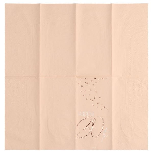 10 x Elegant Lush Blush "Happy 30th Birthday" Pink & rose gold Paper Napkins  - 33cm x 33cm