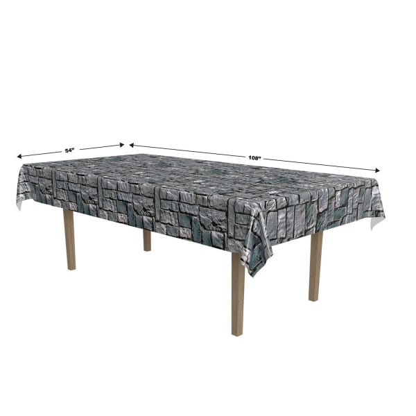 Stone Wall Pattern Party Tablecloth - 2.75m X 1.37m