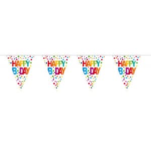 Colourful Polka dot Happy Birthday Triangle Party Bunting - 10m
