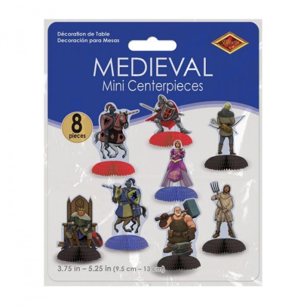 8 X Medieval Themed Mini Table Decorations - 9.5cm -13cm
