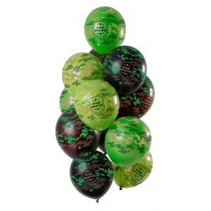 12 x Deluxe Birthday Camouflage Party Balloons - 30cm