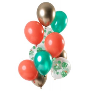 12 x Tropical Gem Deluxe Multicoloured Celebration Party Balloons - 30cm