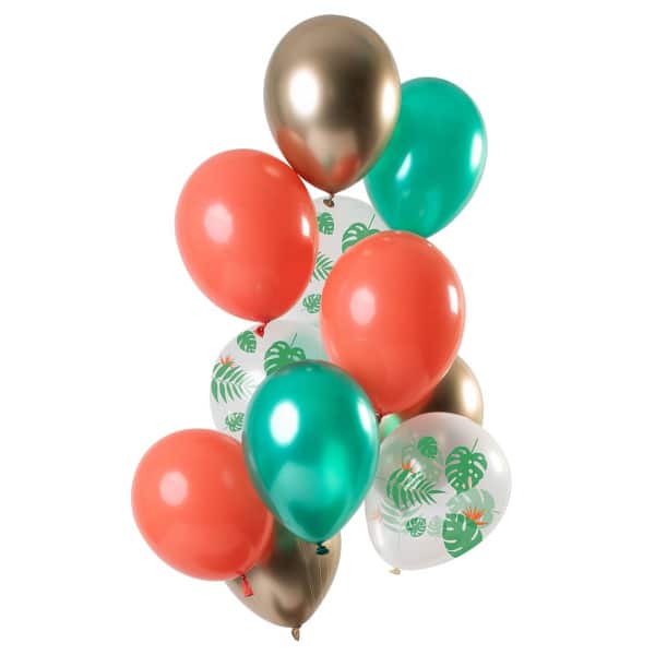 12 x Tropical Gem Deluxe Multicoloured Celebration Party Balloons - 30cm