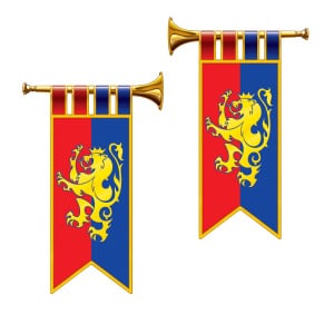 2 x Large Medieval Herald Trumpet Cut-out Decorations - 43cm
