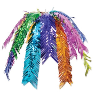 Colourful Metallic Foil Palm Tree Fronds Hanging Party Decoration - 61cm