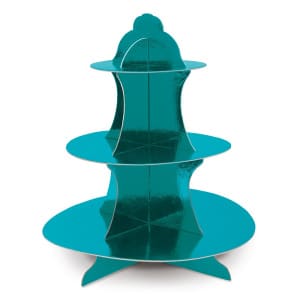 Turquoise Metallic Card Cupcake stand - 34cm