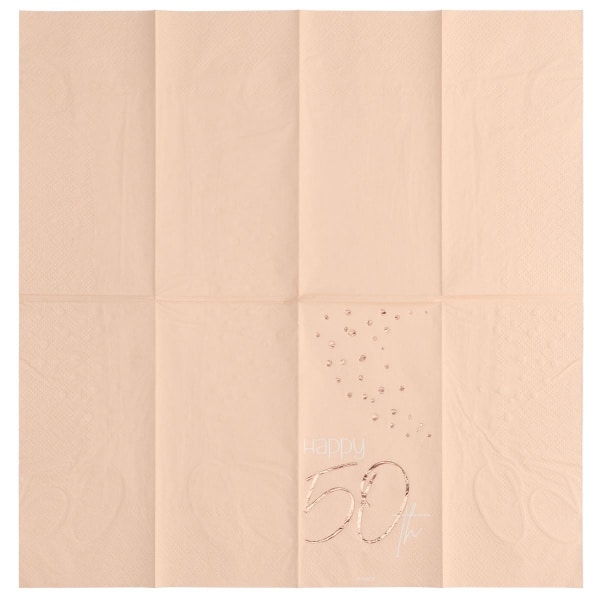 10 x Elegant Lush Blush "Happy 50th Birthday" Pink & rose gold Paper Napkins  - 33cm x 33cm