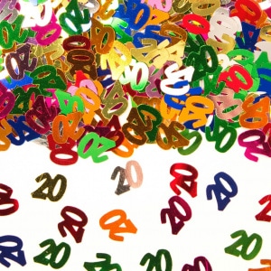 20th Birthday Multicoloured Metallic Table Confetti - 14G