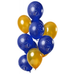 12 x 40th Birthday Elegant True Blue Party Balloons - 30cm