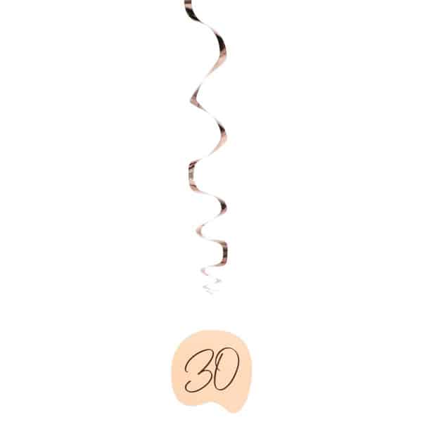 5 x Happy 30th Birthday Elegant Lush Blush Party Whirl Hangers - 75cm