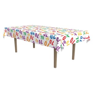 70th Birthday Colourful Party Tablecloth - 2.74M X 1.37M