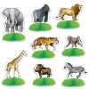 8 X Safari Animal Mini Table Decorations - 7.5cm -14cm