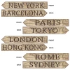 4 X Around The World Street Sign Decorations 2 Sided - 60cm X 10cm
