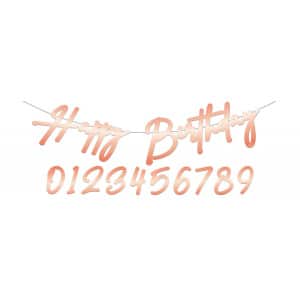 Rose Gold Happy Birthday Letter Banner With Numbers - 1m