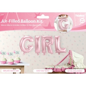 Baby "GIRL" Set of 4 Pink Foil Balloons - 36cm
