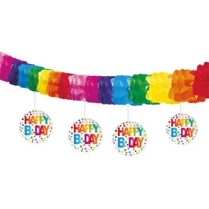 Colourful Polka dot Happy Birthday Honeycomb Party Garland - 4m