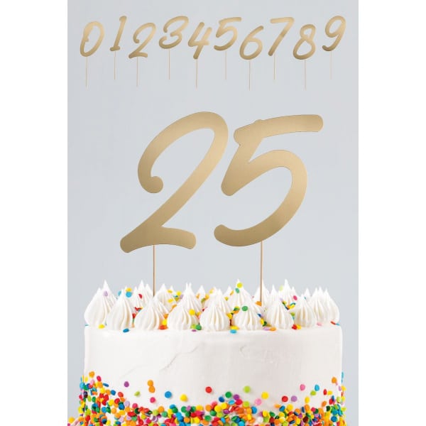 20 x Elegant 15cm Gold Number Cake Toppers