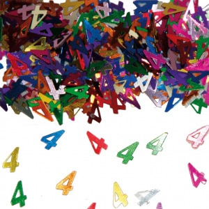 4th Birthday Multicoloured Metallic Table Confetti - 14G