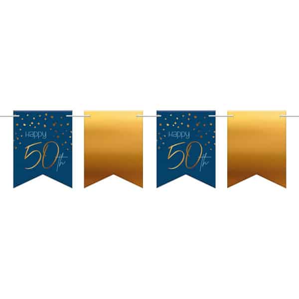 Happy 50th Birthday Bunting Elegant True Blue - 6m