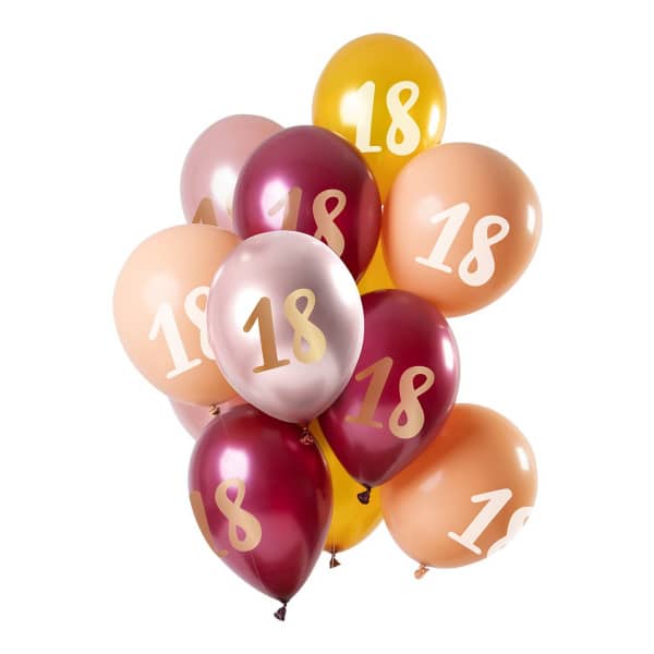12 x Deluxe Pink & Gold 18th Birthday Party Balloons - 30cm