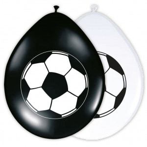 8 x Football Black & White Party Balloons - 30cm