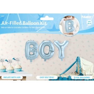 Baby "BOY" Set of 3 Blue Foil Balloons - 36cm