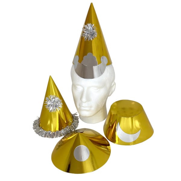 50 x Gold Foil Assorted Designs Card Party Hats