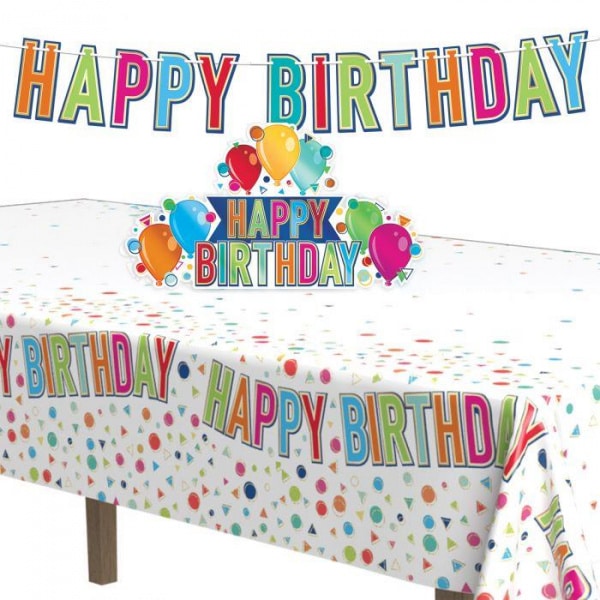 Happy Birthday Party Tablecloth - 2.75m X 1.37m