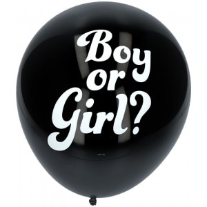 3 x Black Gender Reveal For Boy 41cm Deluxe Latex Balloons with Blue Confetti