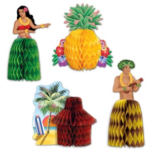 4 X Hawaiian Luau Mini Table Decorations - 14cm