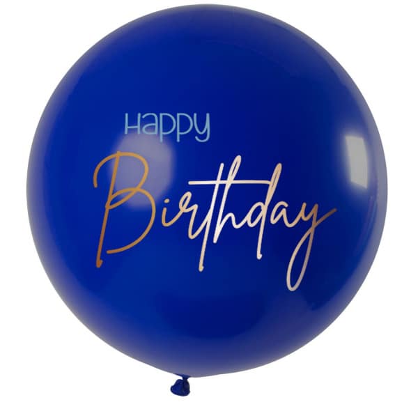 Happy Birthday Elegant True Blue Latex XL Party Balloon - 80cm