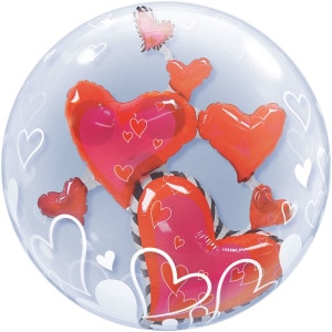 Giant Floating Hearts Qualatex Double Balloon - 61cm