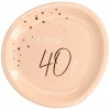 8 x Happy 40th Birthday Elegant Lush Blush Disposable Paper Plates