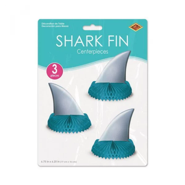 3 X Shark Fin Mini Table Decorations - 17cm