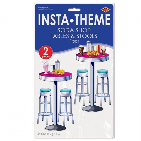 1950's Soda Shop Tables & Stools Insta-theme Cut-out Decorations - 160cm