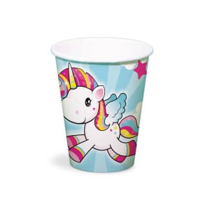 8 x Cartoon Unicorn Party Cups - 250ml