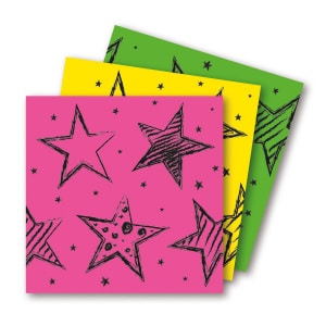 20 x Neon Colours With Stars Party Napkins - 33cm