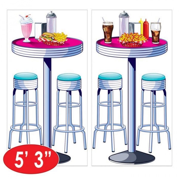 1950's Soda Shop Tables & Stools Insta-theme Cut-out Decorations - 160cm